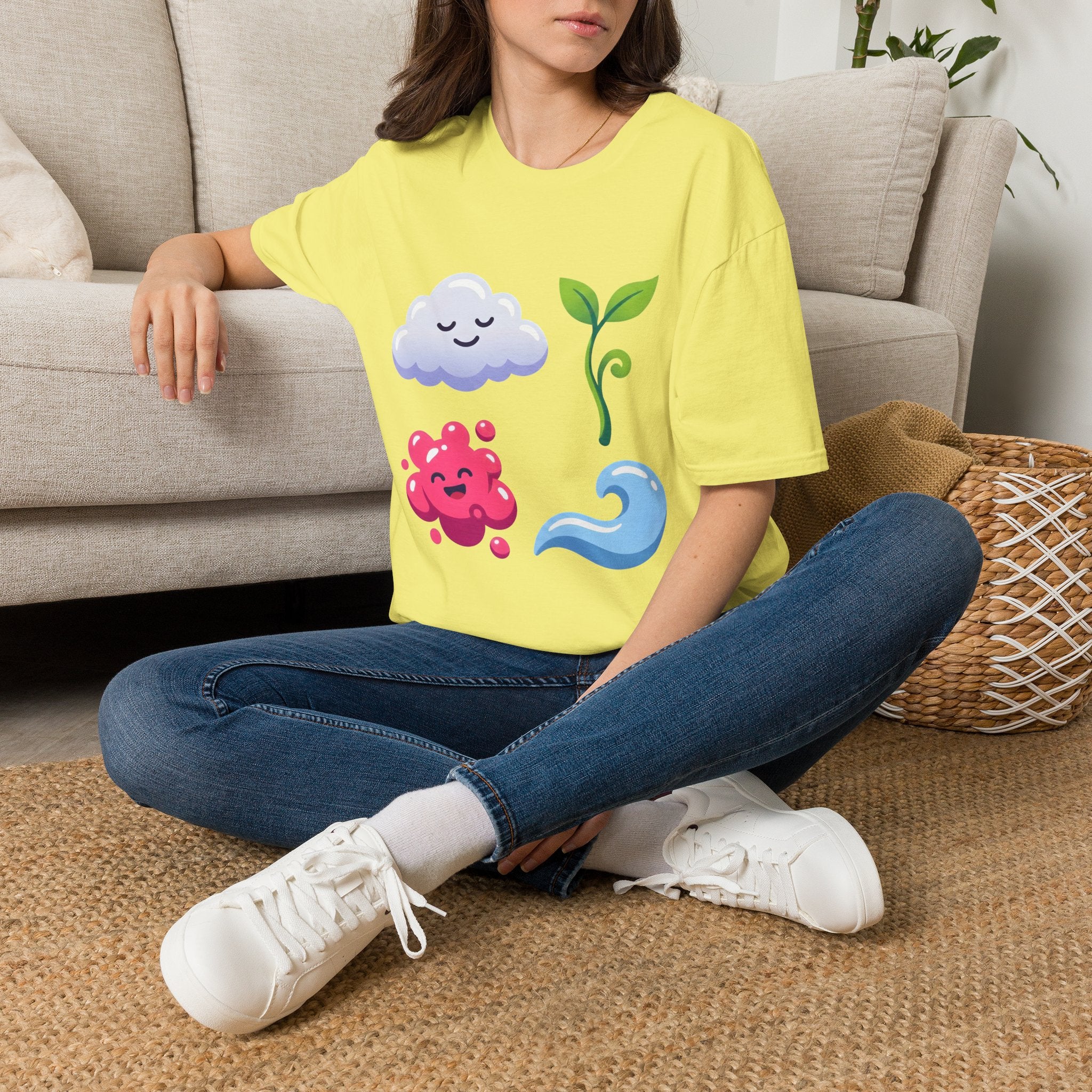 Cute Nature T-Shirt - Whimsical Cloud Sprout Wave Design | Unisex