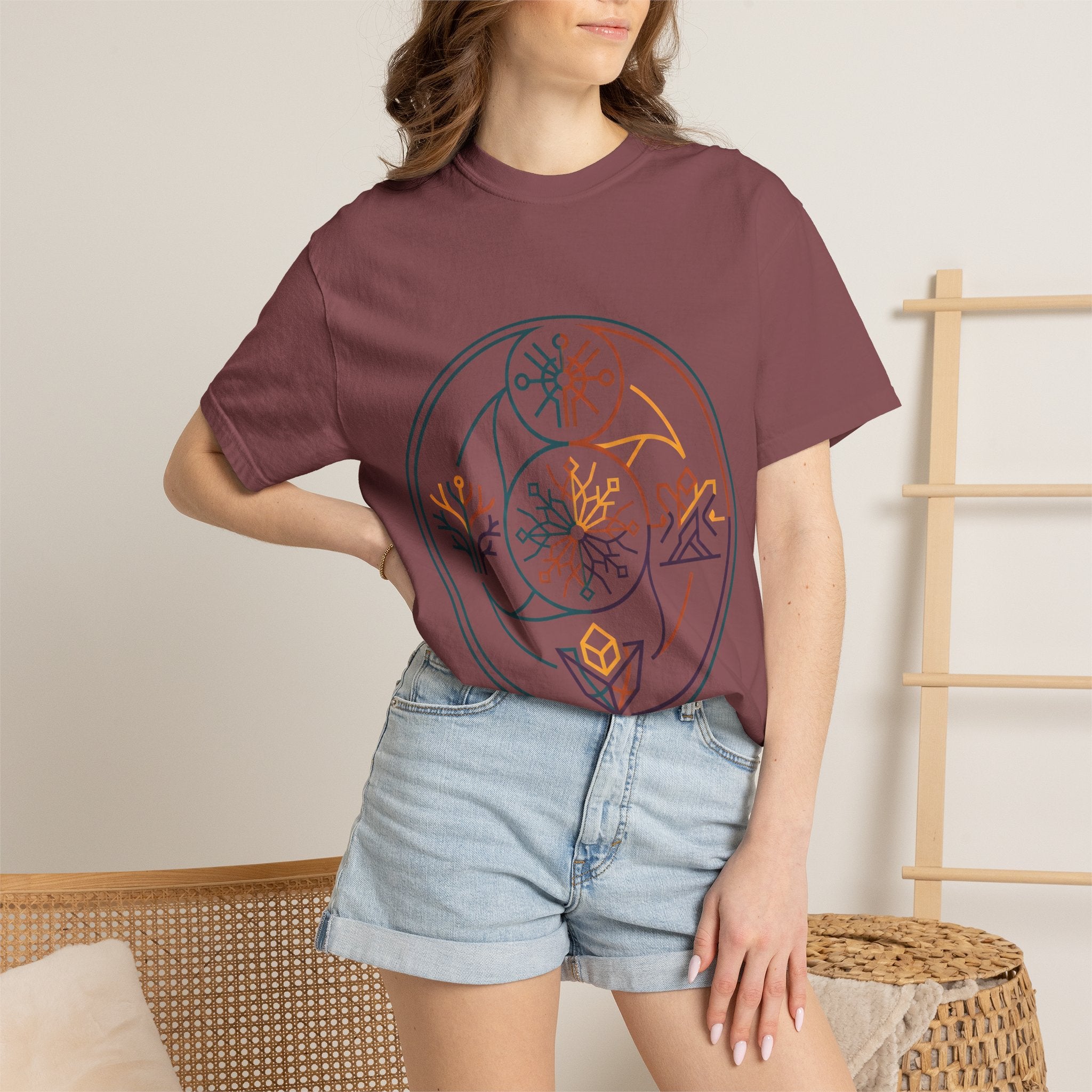 Unisex Garment-Dyed T-Shirt - Minimalist Geometric Nature Art