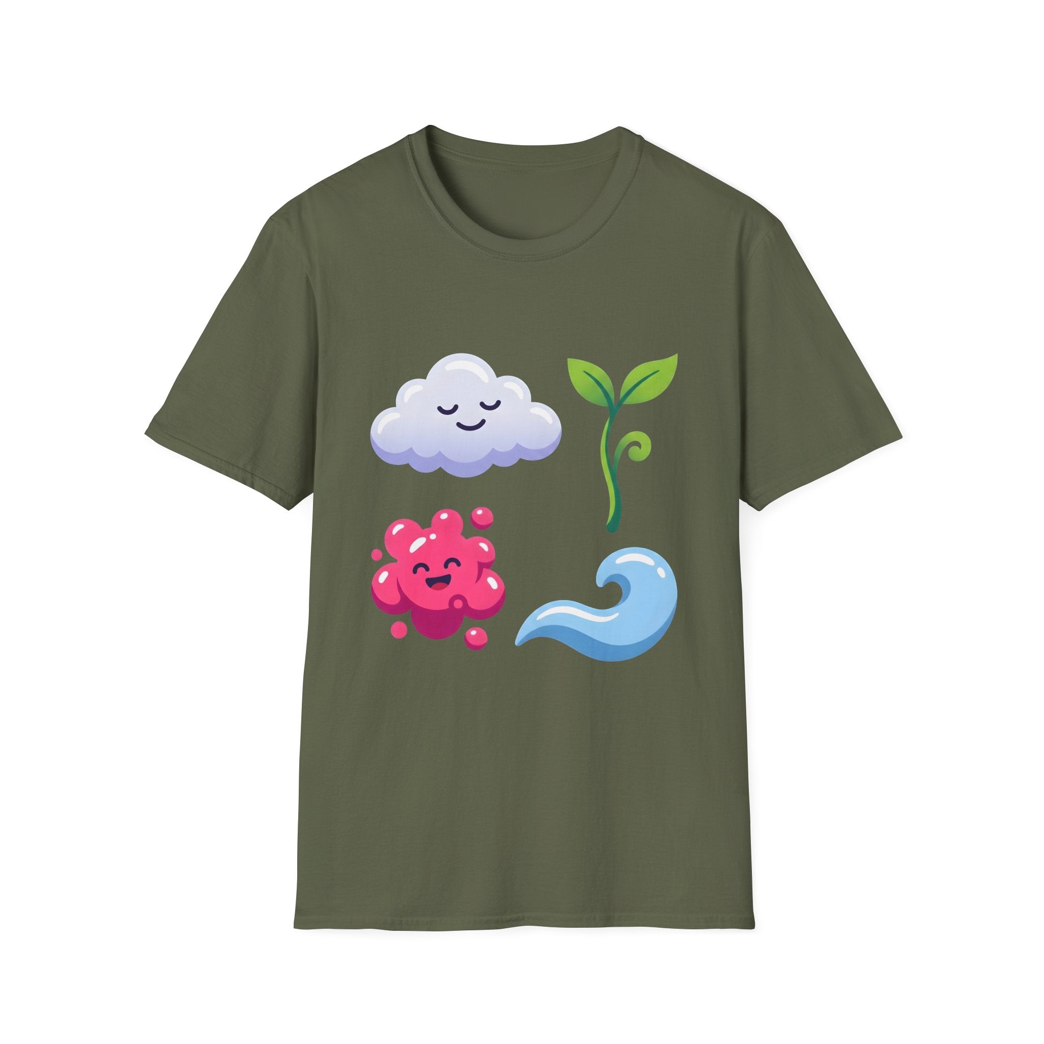 Cute Nature T-Shirt - Whimsical Cloud Sprout Wave Design | Unisex