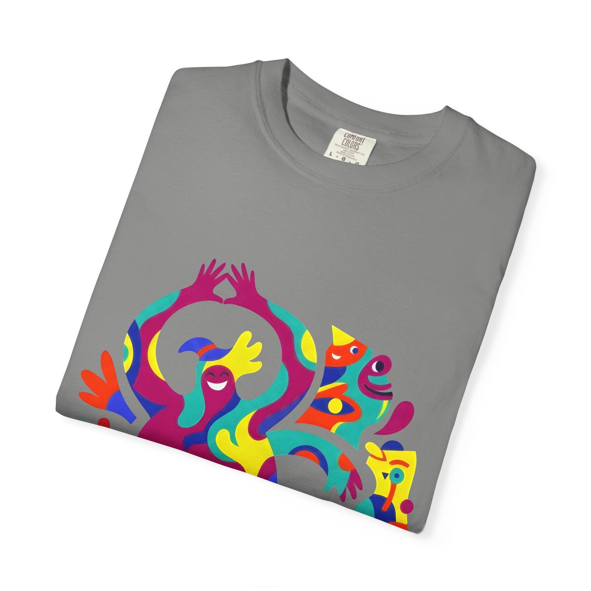 Garment-Dyed T-shirt - Joyful Abstract Creatures | Whimsical Graphic