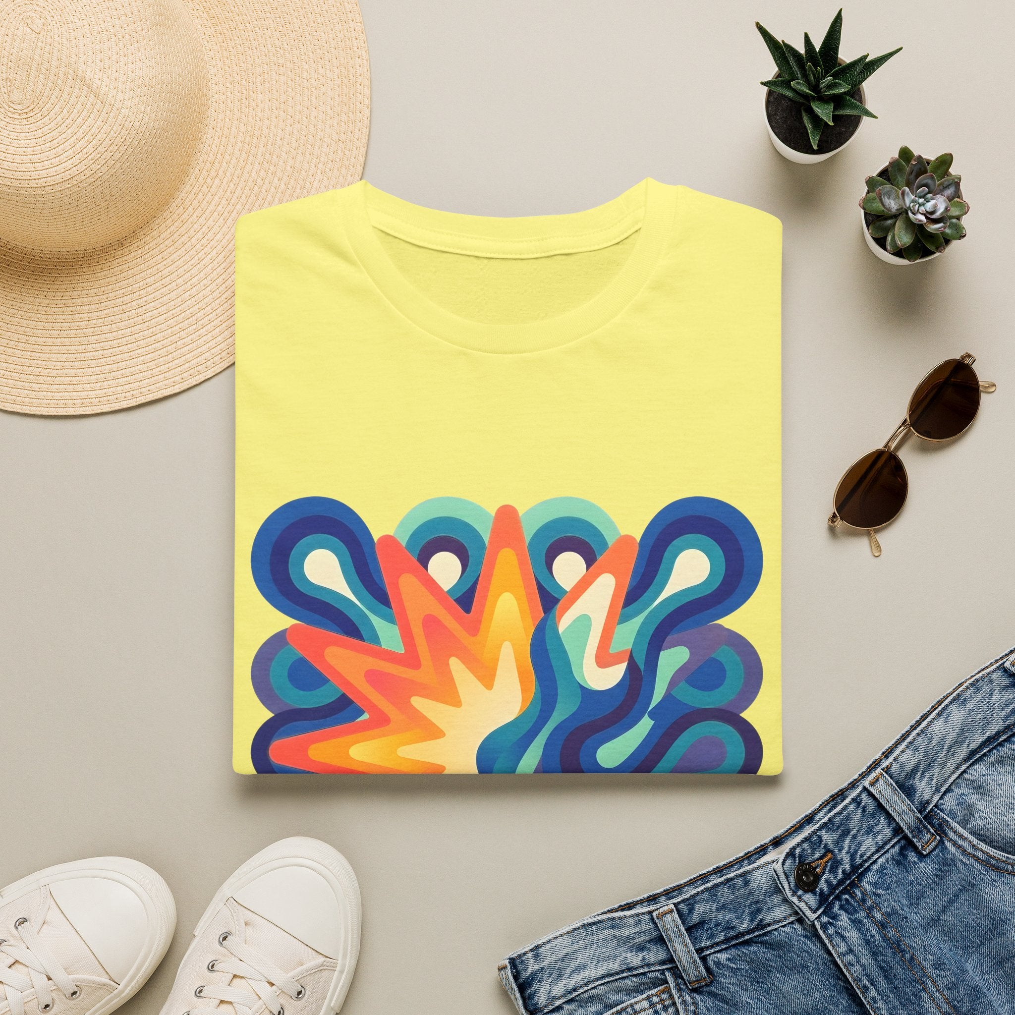 Abstract T-Shirt - Psychedelic Starburst Graphic Tee | Dynamic Blue