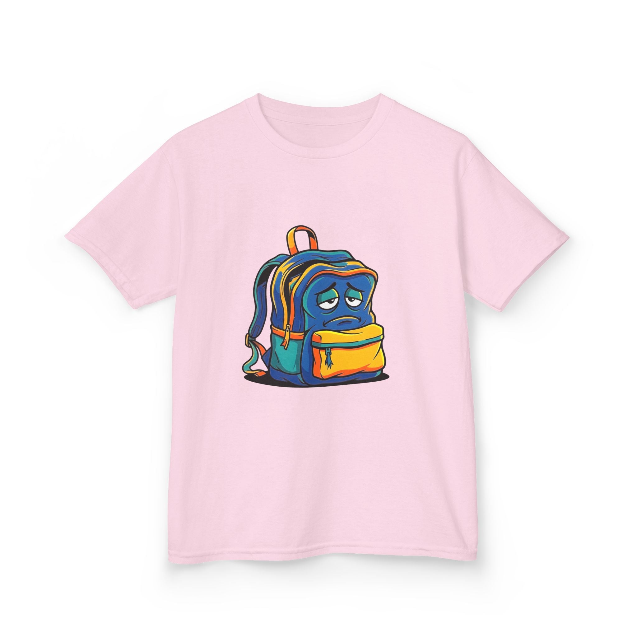 Kids Heavy Cotton Tee - Sad Backpack Cartoon | Back to School 2026