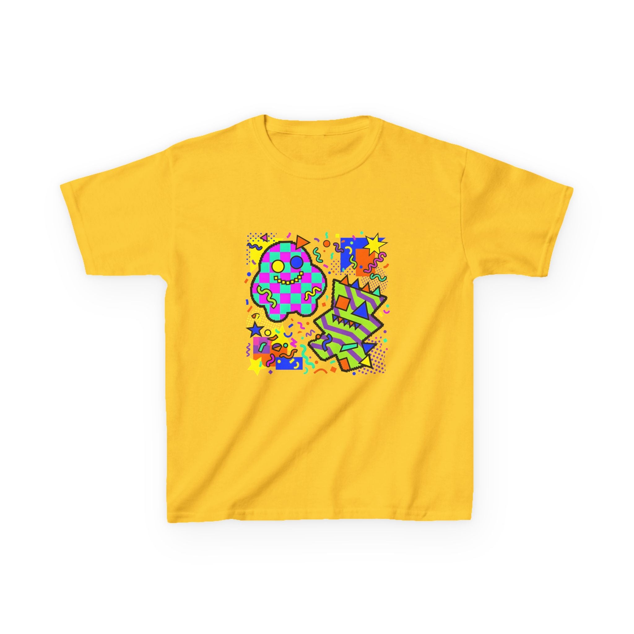 Kids Tee - Playful 90s Geometric Monsters | Retro Abstract