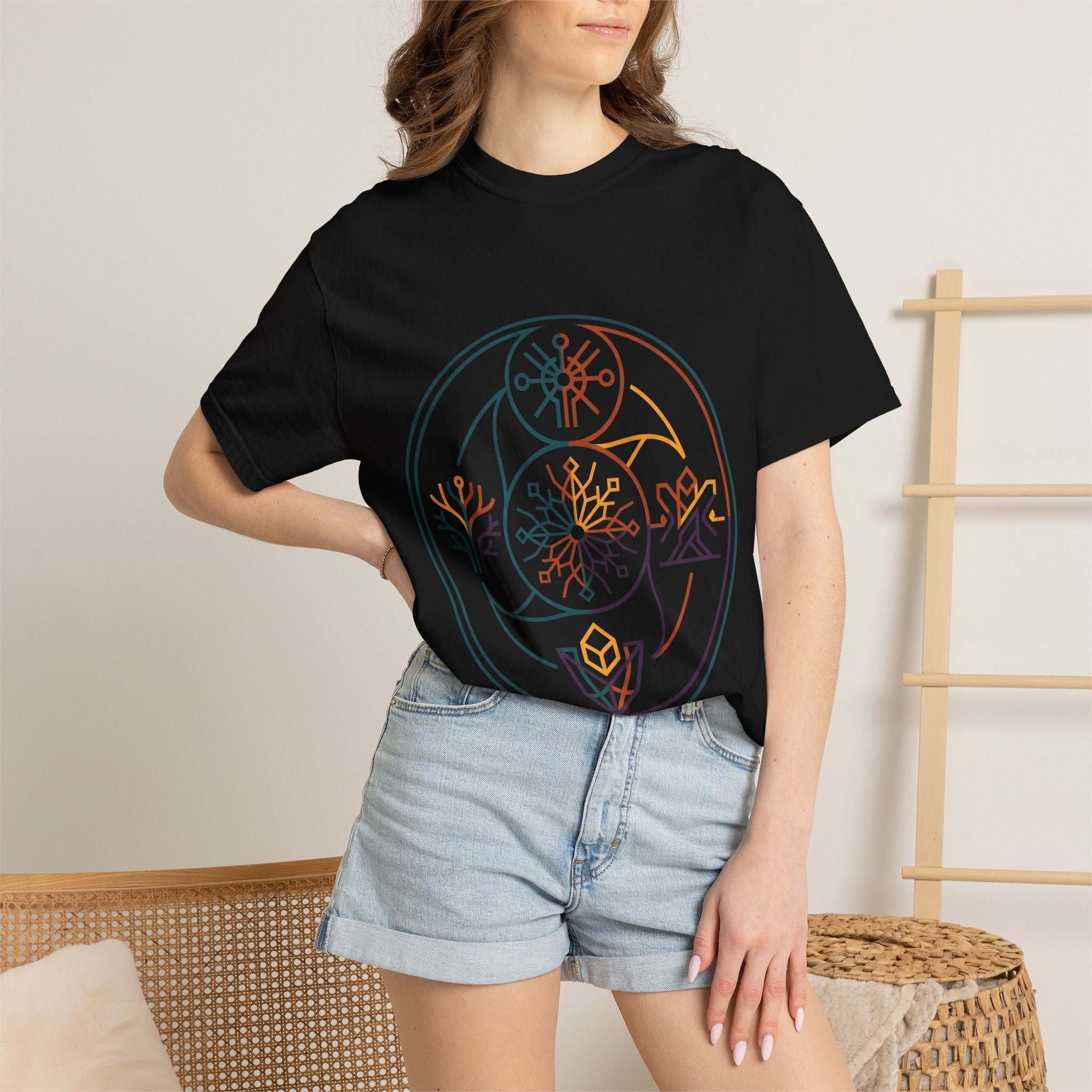 Unisex Garment-Dyed T-Shirt - Minimalist Geometric Nature Art