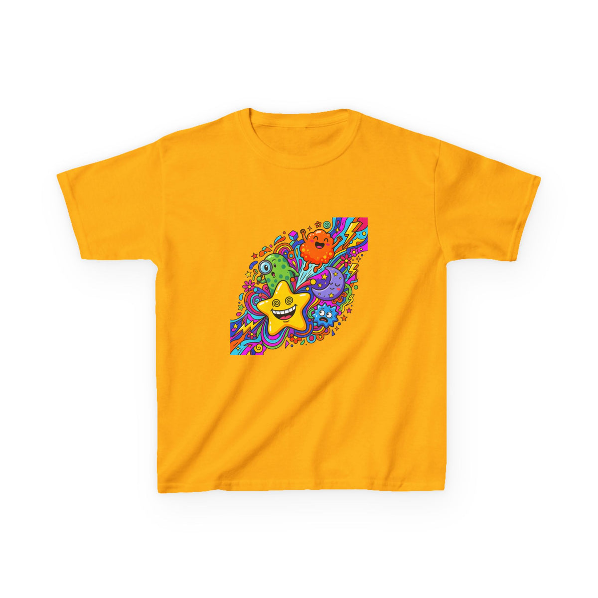 Kids Psychedelic Monster Tee - Vibrant Cartoon Doodle Shirt