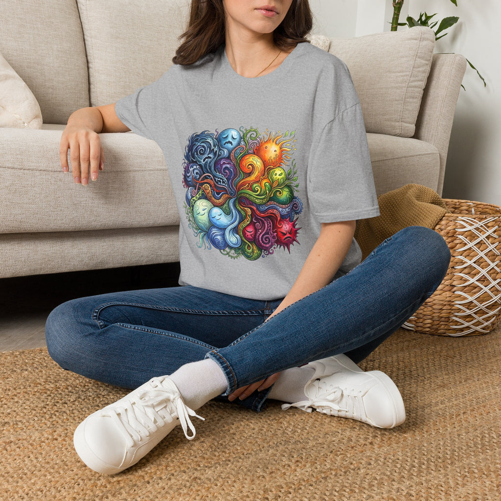 Abstract T-Shirt - Whimsical Watercolor Mandala | Surreal Figures