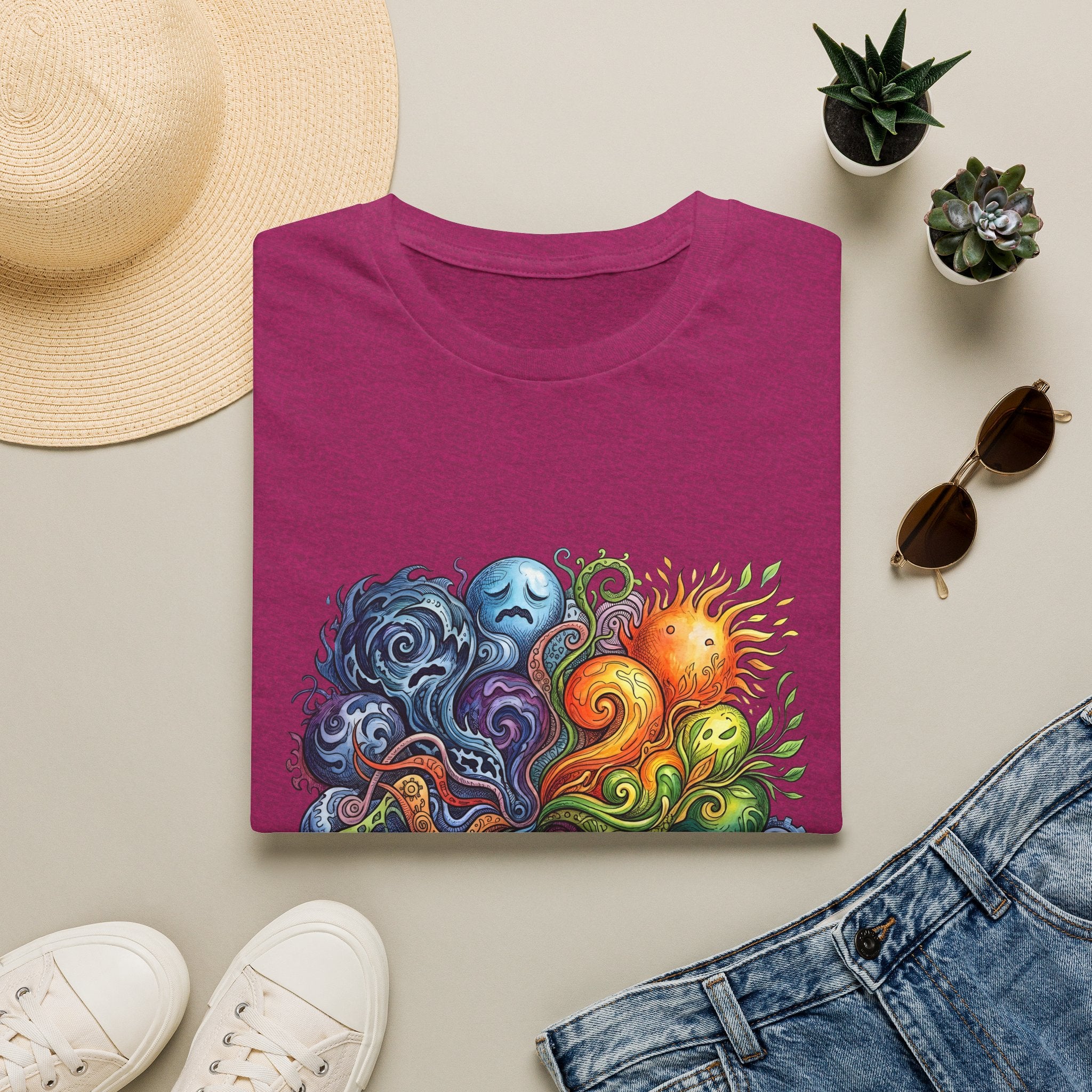 Abstract T-Shirt - Whimsical Watercolor Mandala | Surreal Figures