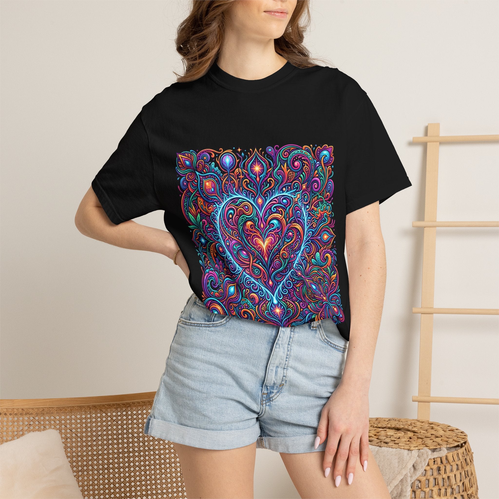 Unisex Garment-Dyed T-shirt - Cosmic Love | Psychedelic Heart Art