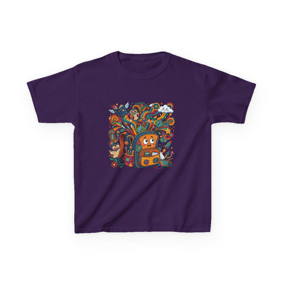 Kids Tee - Whimsical School Owl & Backpack | Back to School 2026