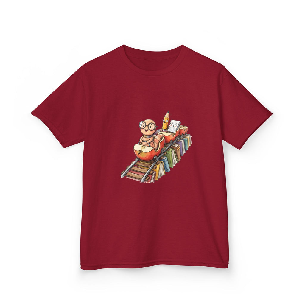Kids Learning Train Tee - Whimsical Bookworm Education Shirt