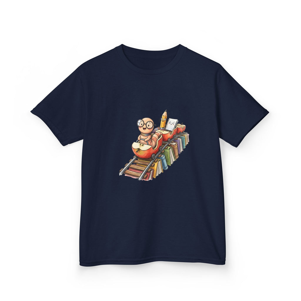 Kids Learning Train Tee - Whimsical Bookworm Education Shirt