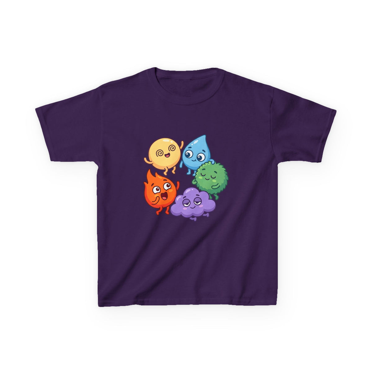 Kids Heavy Cotton Tee - Cute Whimsical Elemental Characters