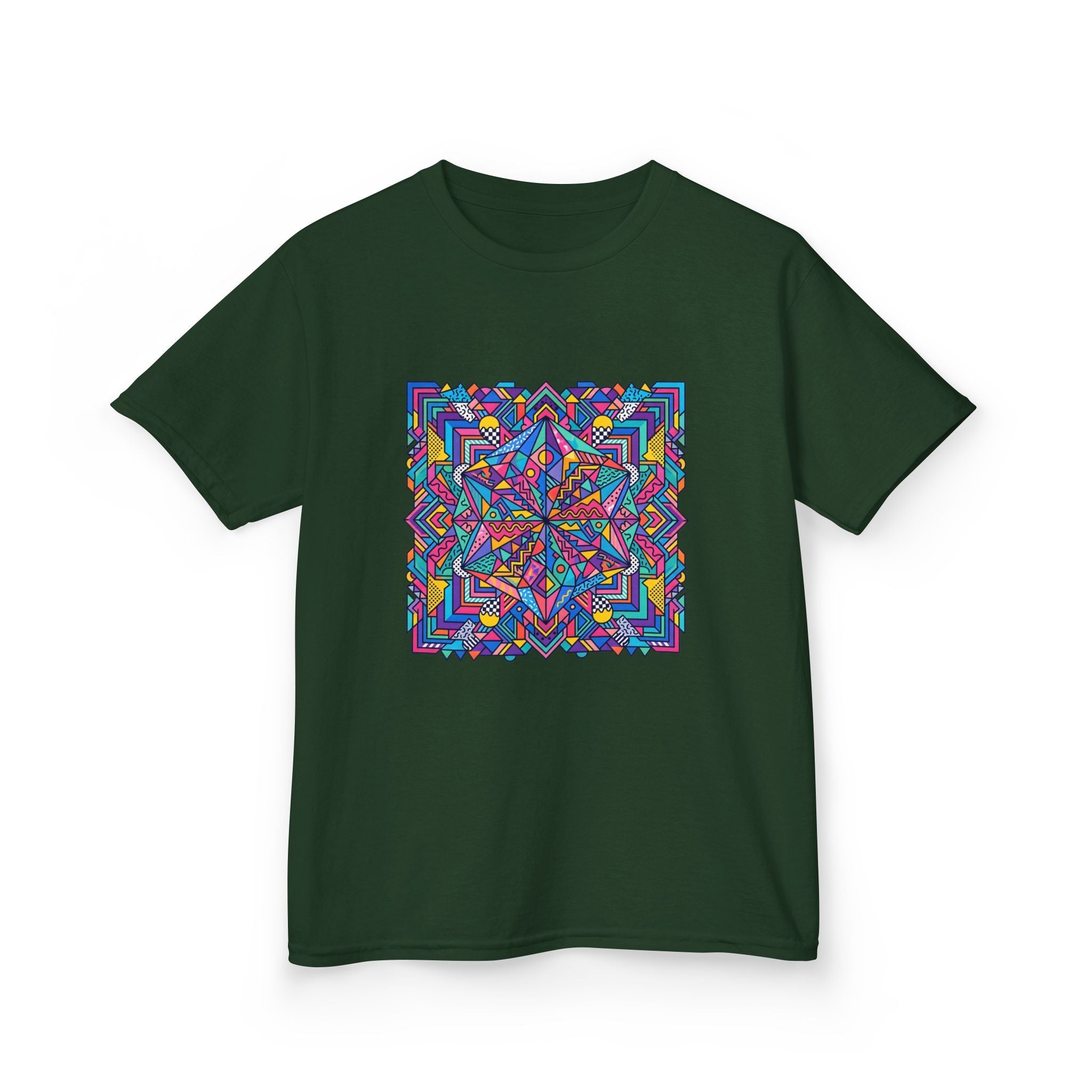 Kids Tee - Retro Geometric Kaleidoscope Abstract | 90s Aesthetic Top